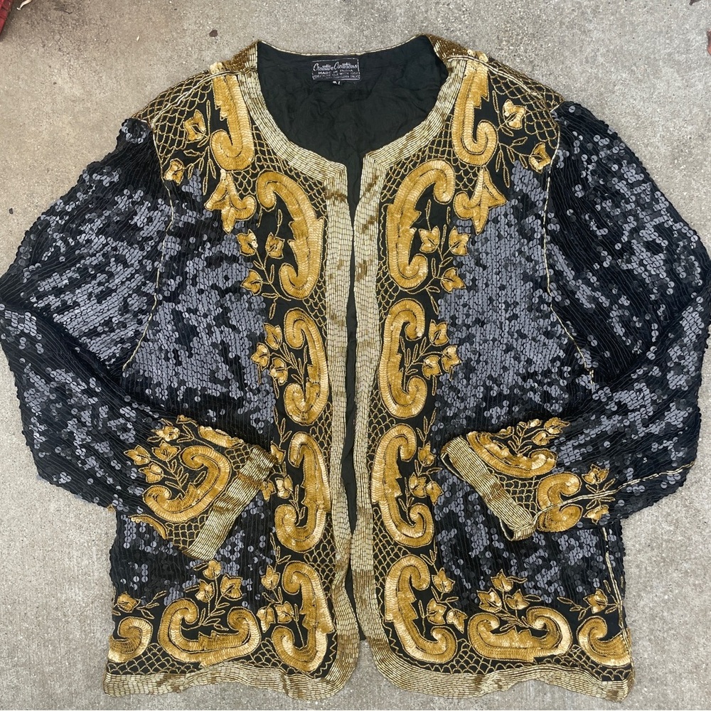 Creative Recreation Black and Gold Embellished Blazer